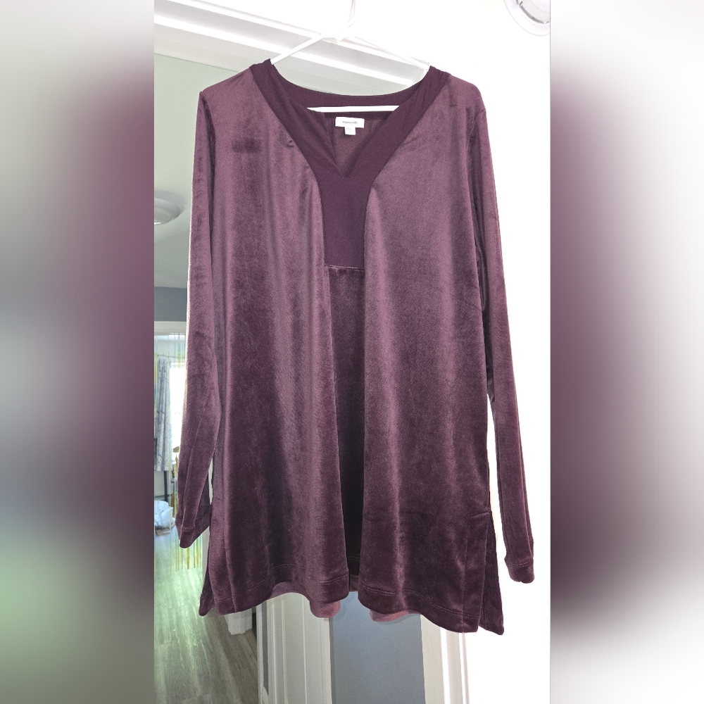 J. Jill Plum Long Sleeve Velvet Top
